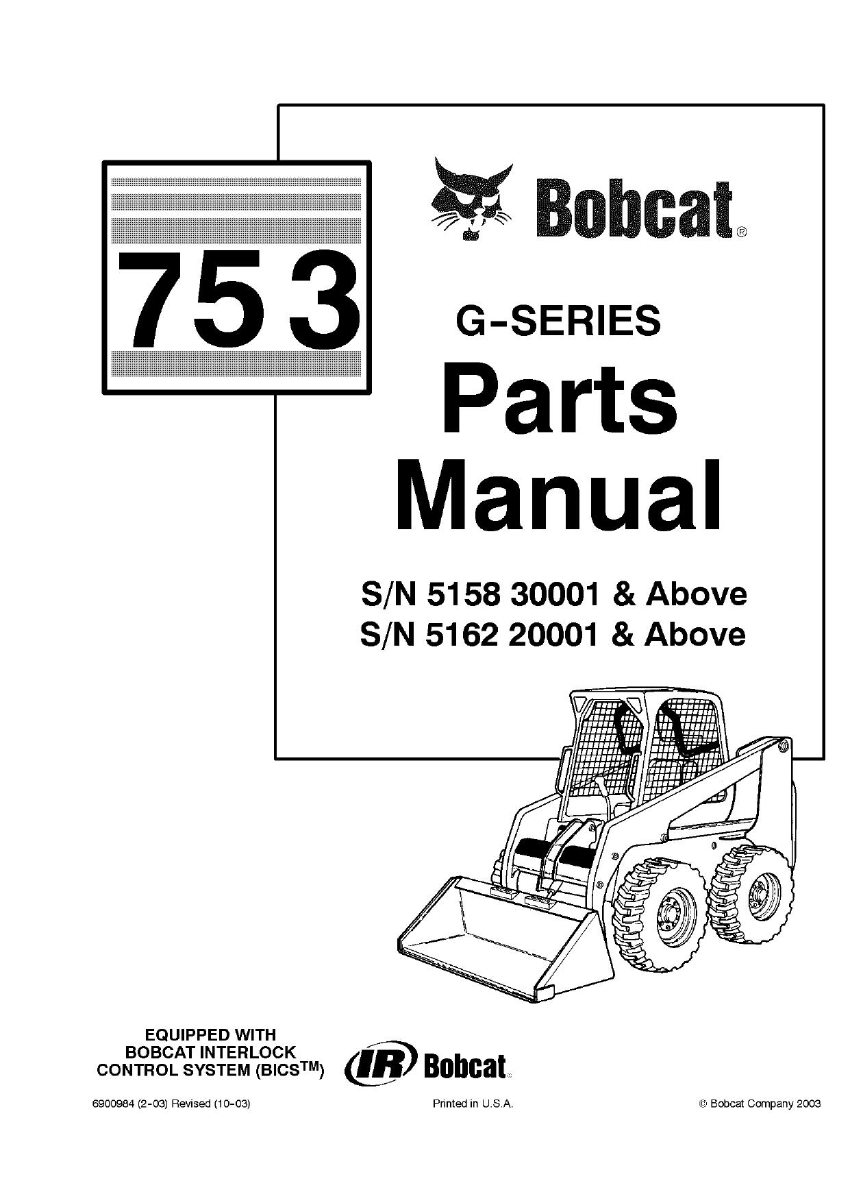 753 G Skid Steer Loader parts manual Bobcat